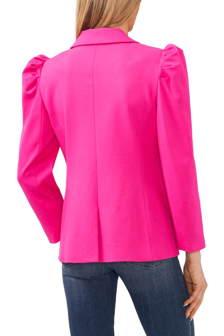 Puff Shoulder Open Front Ponte Blazer, Alternate, color, GARDEN ROSE