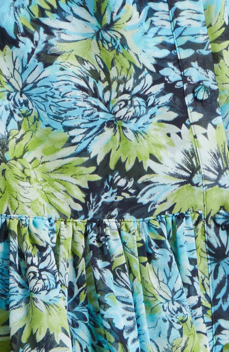 Cinq à Sept Halbini Dahlia Print Puff Sleeve Belted Shirtdress, Alternate, color, Tropical Sky Multi