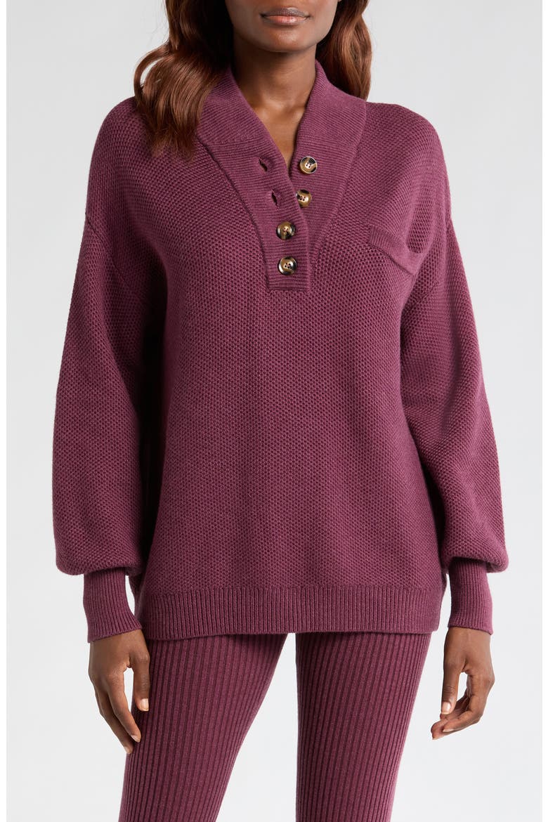 Cottonsilk™ Organic Cotton Blend Pocket Henley, Main, color, BRANDIED PLUM