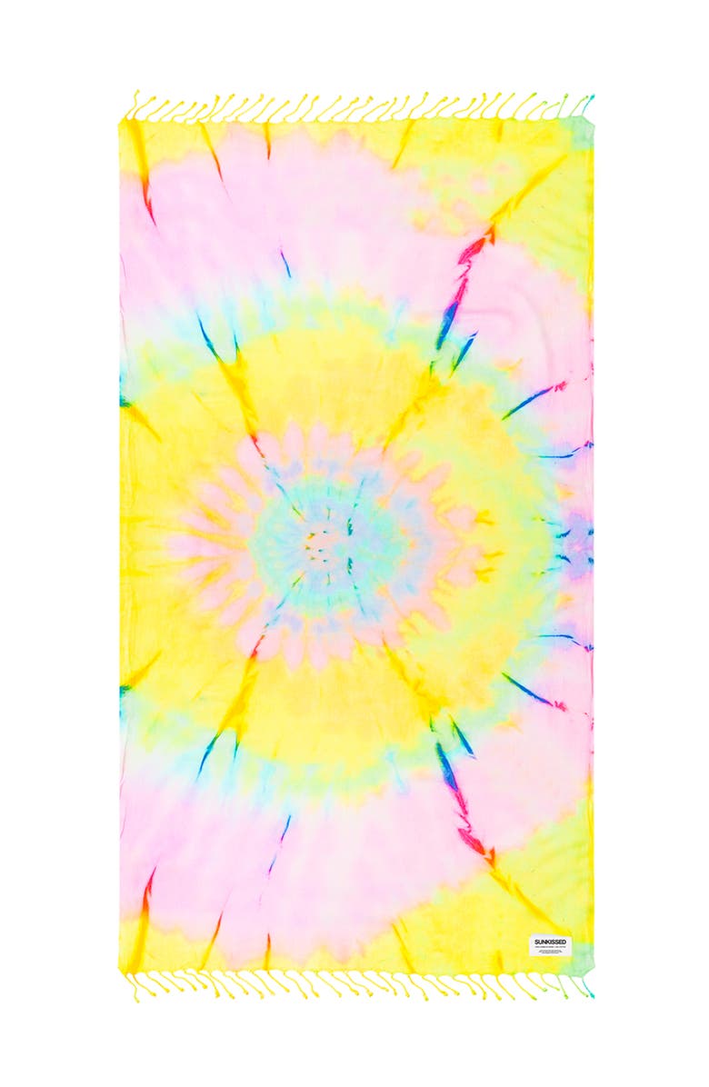 Sunkissed Sand Free Beach Towel - Tie Dye, Alternate, color, Tel Aviv Rainbow
