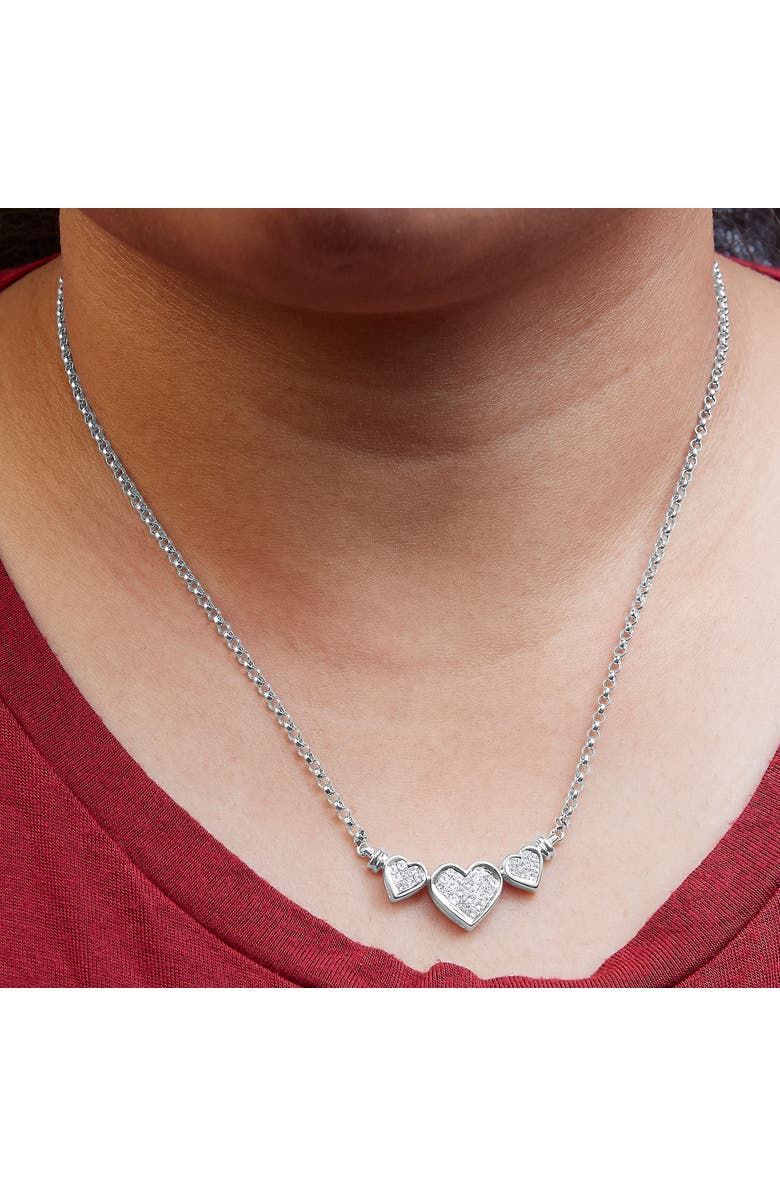 Haus of Brilliance 14K White Gold 1.0 Cttw Diamond Three Heart Statement Pendant Necklace, Alternate, color, White