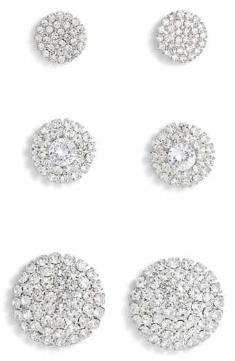 Tasha Set of 3 Pavé Crystal Button Stud Earrings
