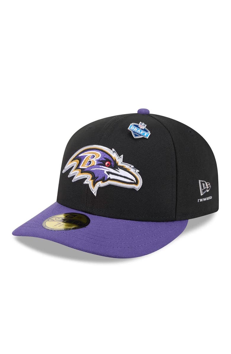 New Era Men's New Era Black/Purple Baltimore Ravens 2026 NFL Draft Pre-Curved 59FIFTY Fitted Hat, Main, color, Black