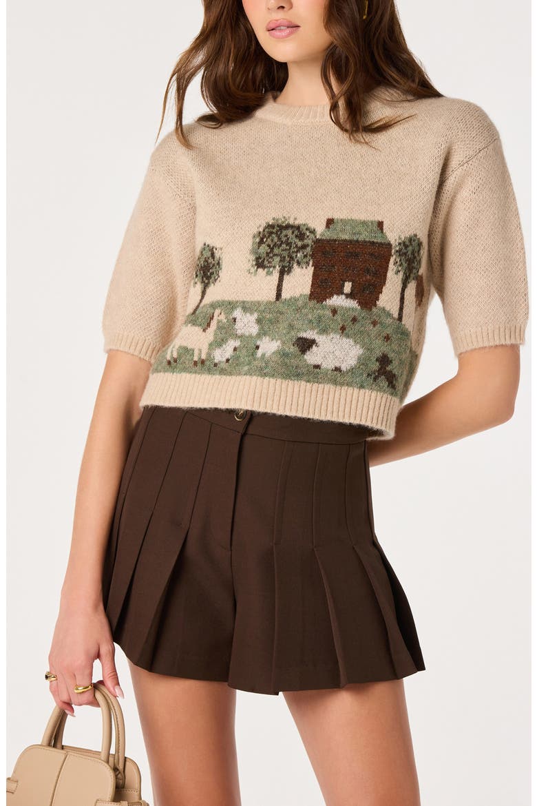 Colette Landscape Crewneck Sweater, Alternate, color, OATMEAL