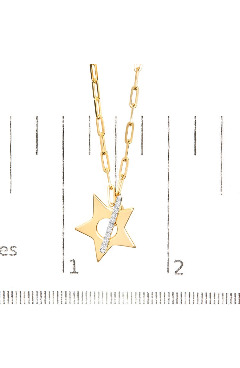 Haus of Brilliance 18K Yellow Gold Plated Sterling Silver Diamond Accent Star Pendant Necklace with Paperclip Chain, Alternate, color, Yellow Gold Over Silver