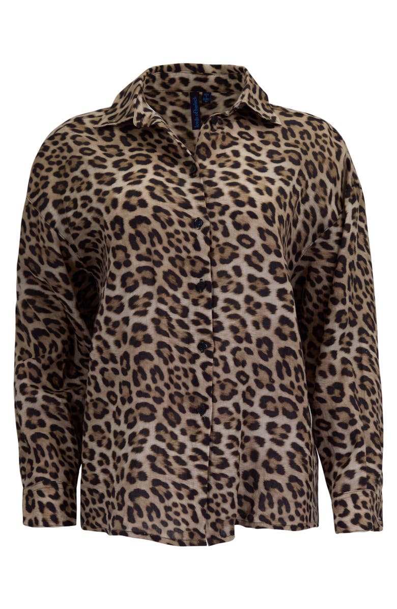 Lords of Harlech Leopard Womens Linen Shirt, Alternate, color, Leopard Brown