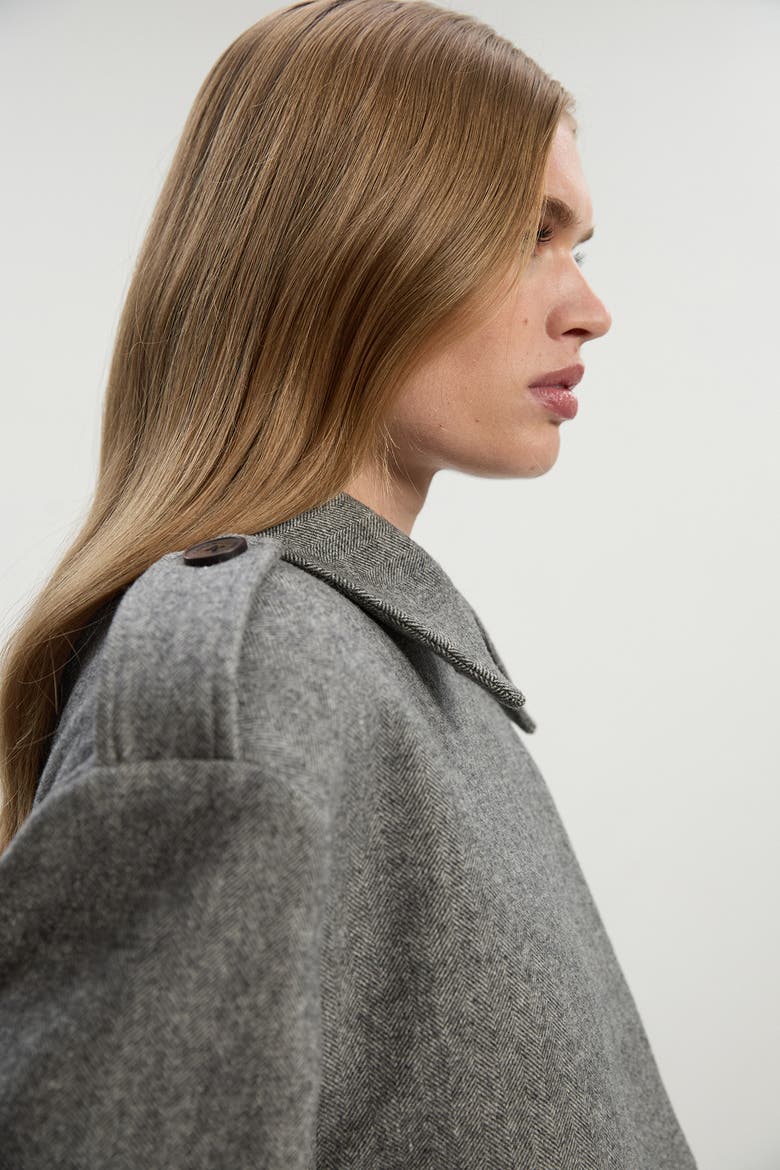 Herringbone Tailored Maxi Coat, Alternate, color, Grey