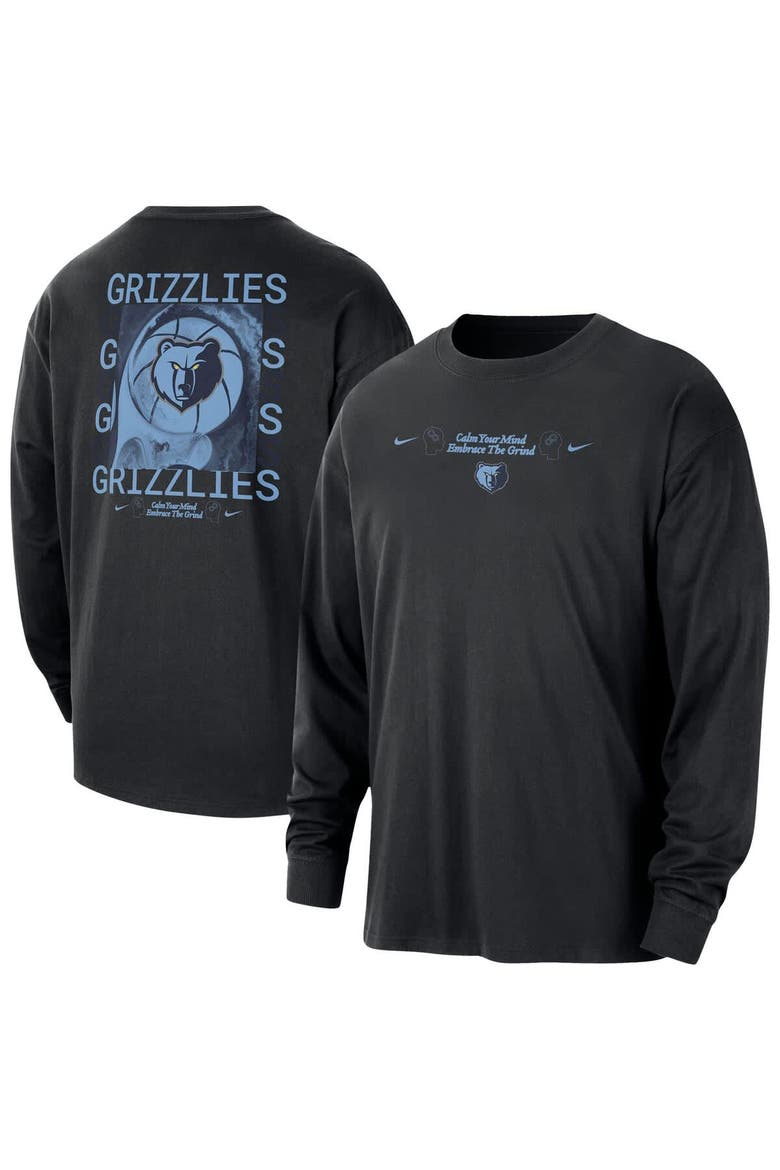 Men's Nike Black Memphis Grizzlies Courtside Oversized Long Sleeve T-Shirt, Main, color, Black