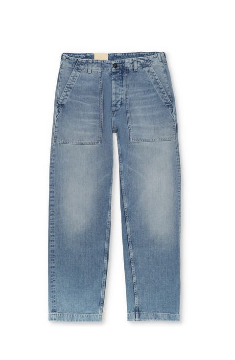 Bleach Wash Denim Pants
