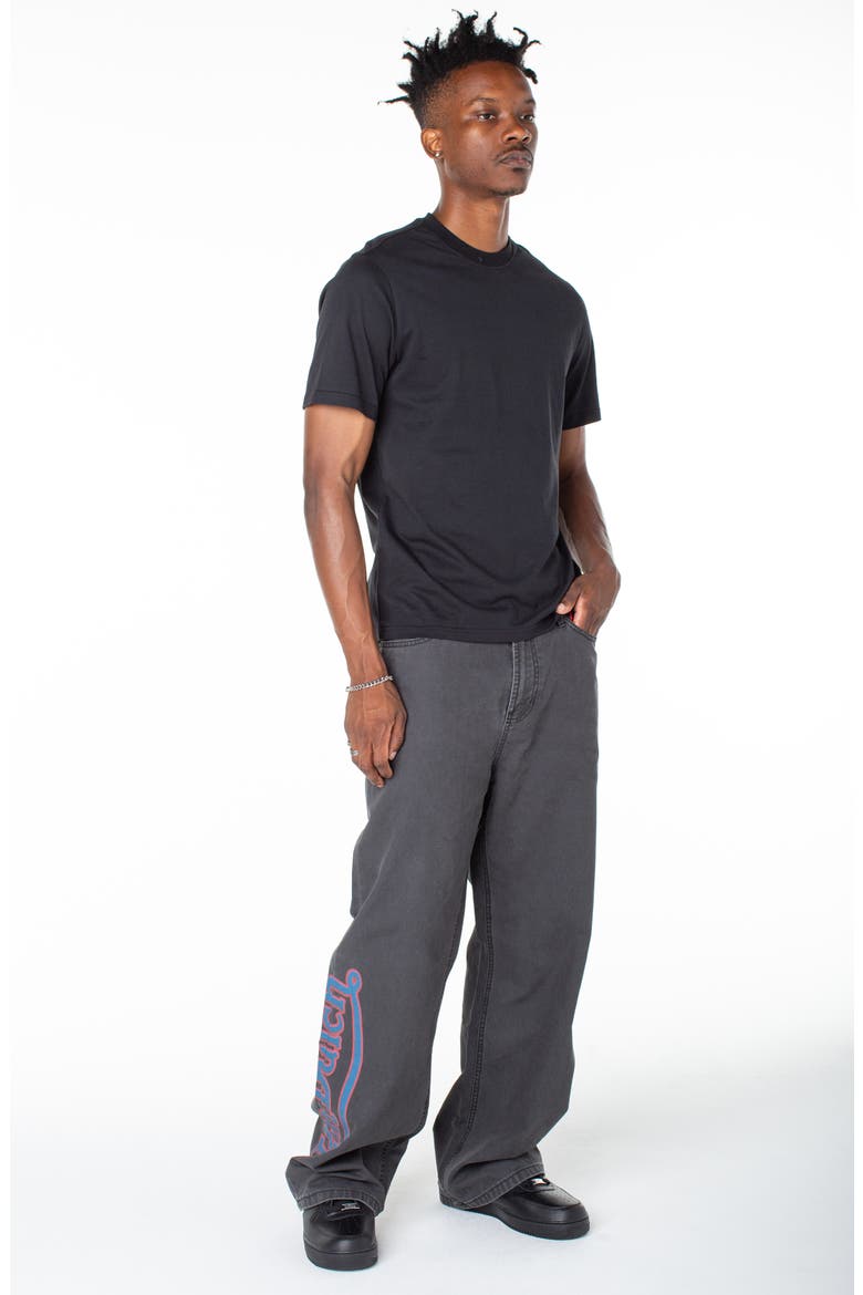Baggy Contrast Graphic Patch Straight Reaper Pant, Alternate, color, Moonless Night