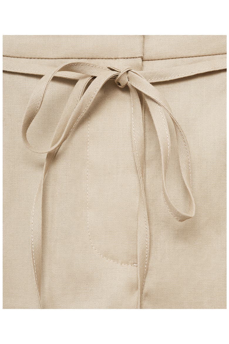 Belted Linen Blend Shorts, Alternate, color, BEIGE