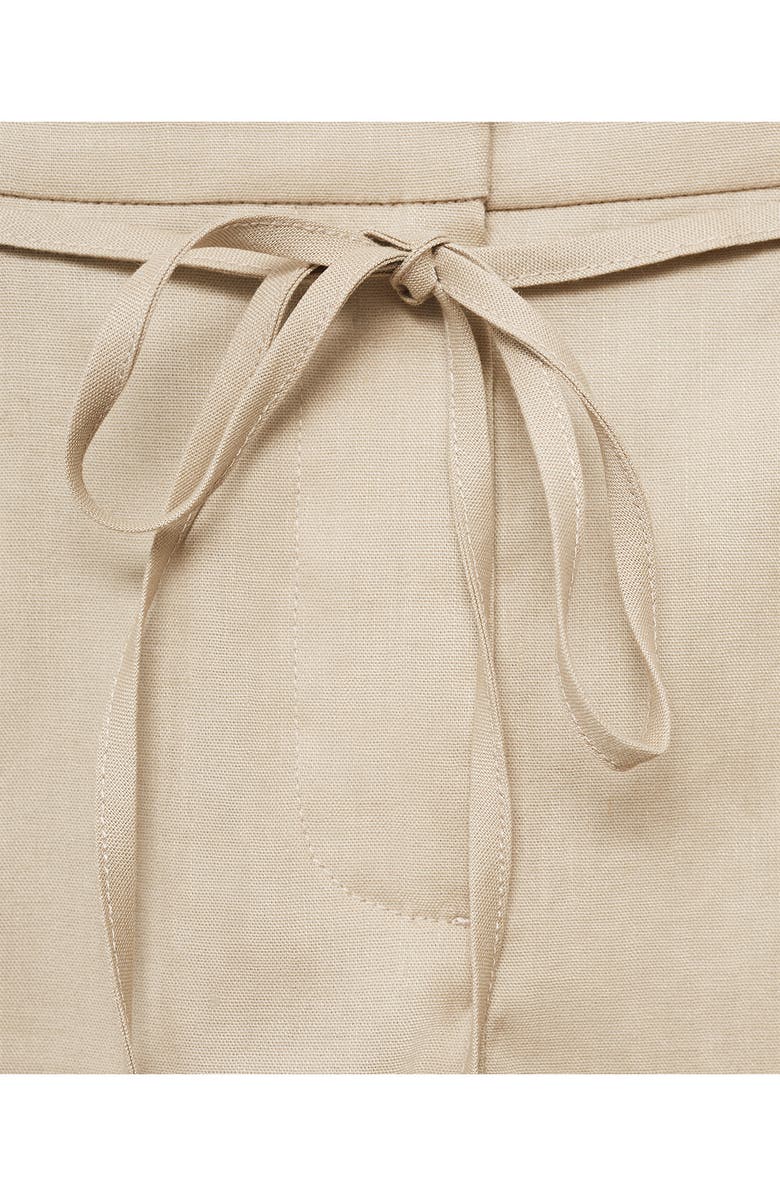 MANGO Belted Linen Blend Shorts, Alternate, color, Beige