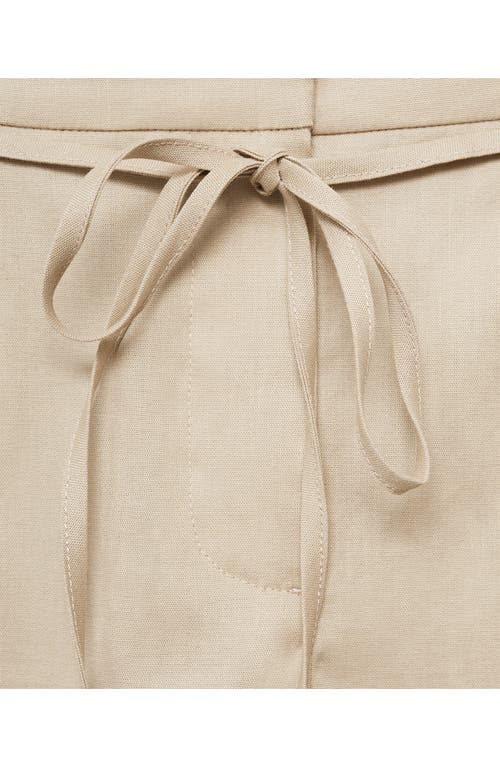 Mango Belted Linen Blend Shorts In Neutral