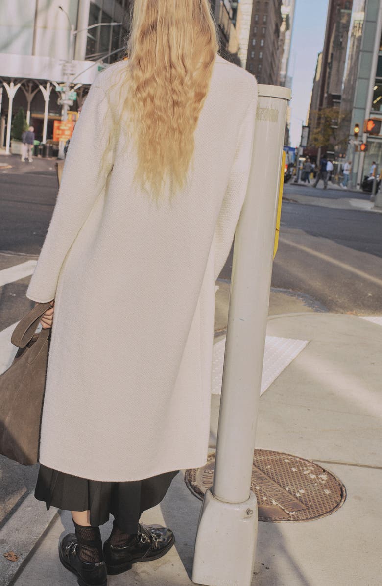 MANGO Longline Sweater Coat, Alternate, color, Ecru