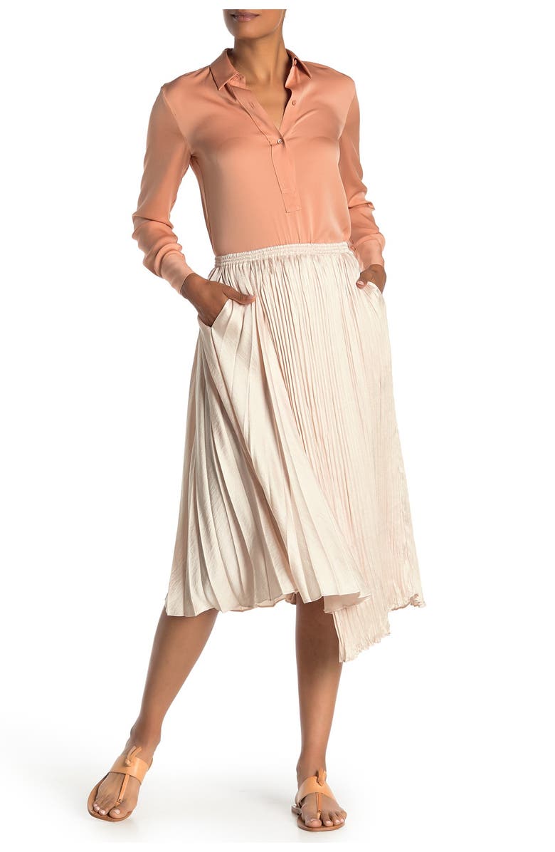 Vince Mixed Pleat Midi Skirt, Alternate, color,