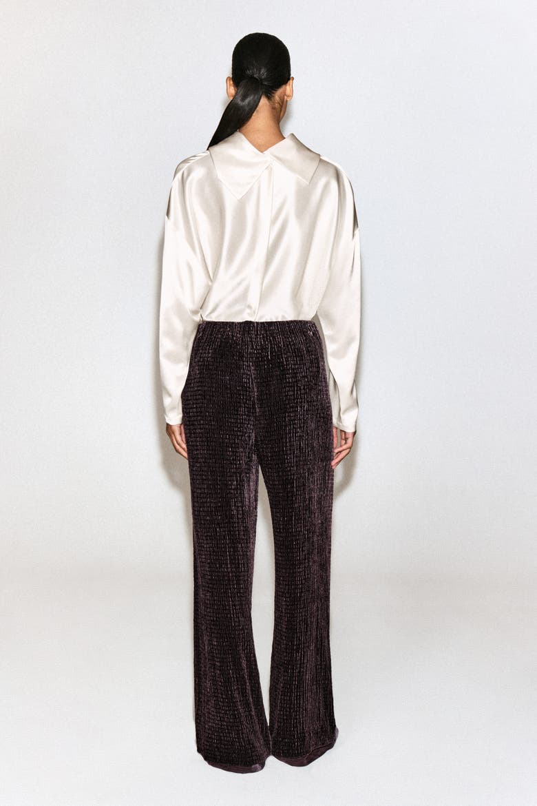 Plissé Velvet Pants, Alternate, color, CHOCOLATE
