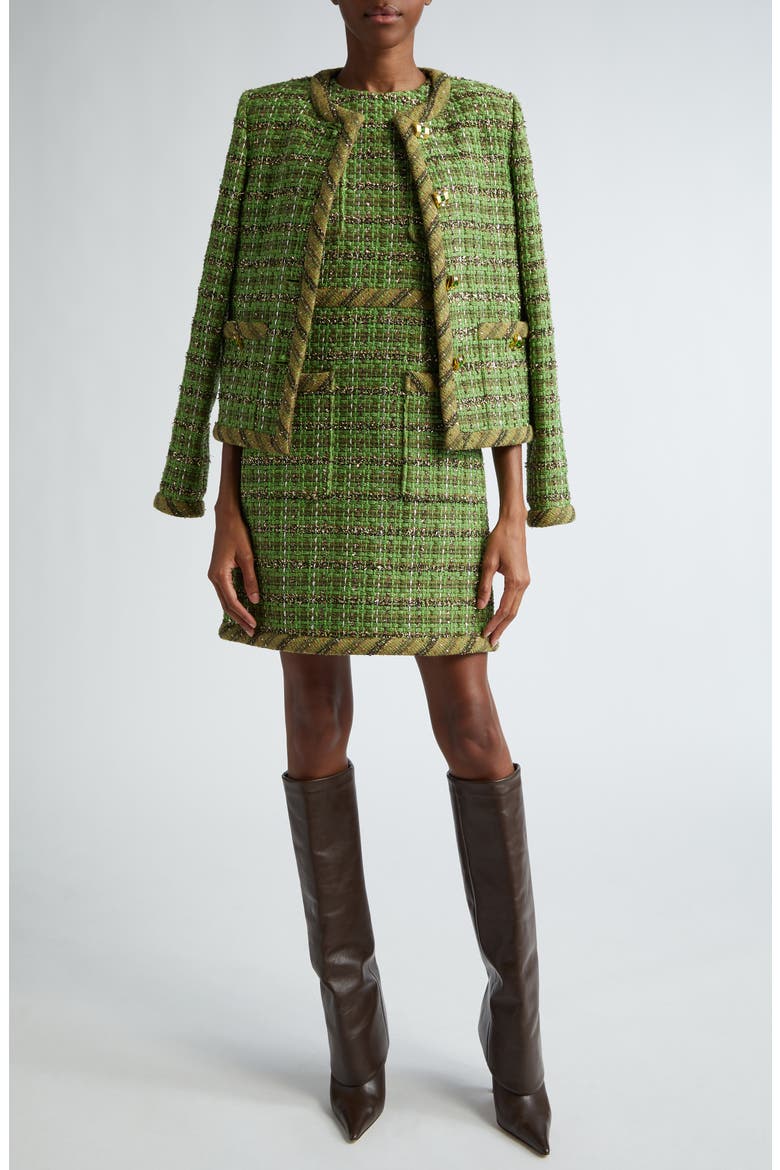 Metallic Eyelash Tweed Jacket, Alternate, color, CYMS CYPRESS/MOSS MULTI