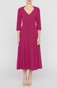 Kay Unger Enola Stretch Crepe Midi Cocktail Dress