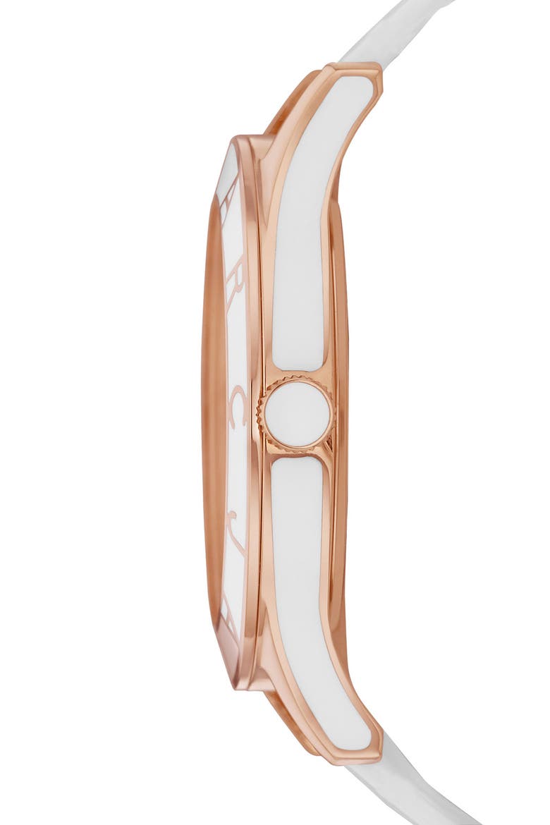 Patent Strap Oversized Watch, Alternate, color, ROSE GOLD/ WHITE