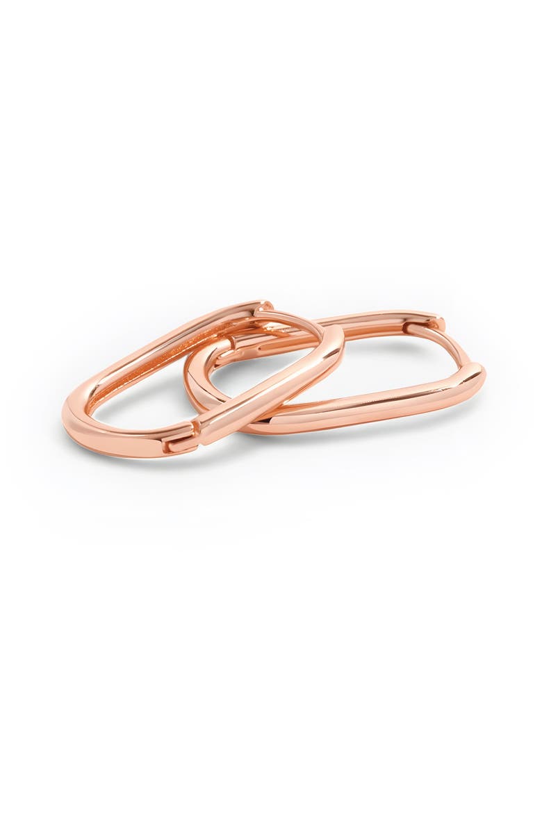 Retro Box Huggie Hoop Earrings, Alternate, color, Rose Gold Plated