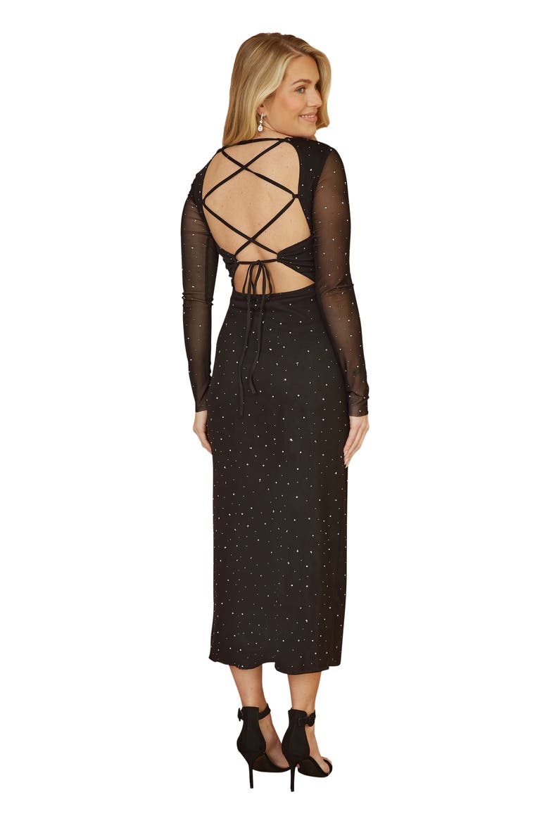 Sparkle Mesh Bodycon Midi Dress, Alternate, color, Black