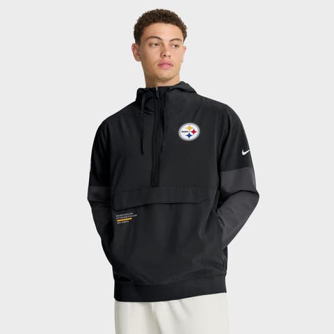 Men's Nike Black Pittsburgh Steelers Sideline Anorak Half-Zip Hoodie Jacket