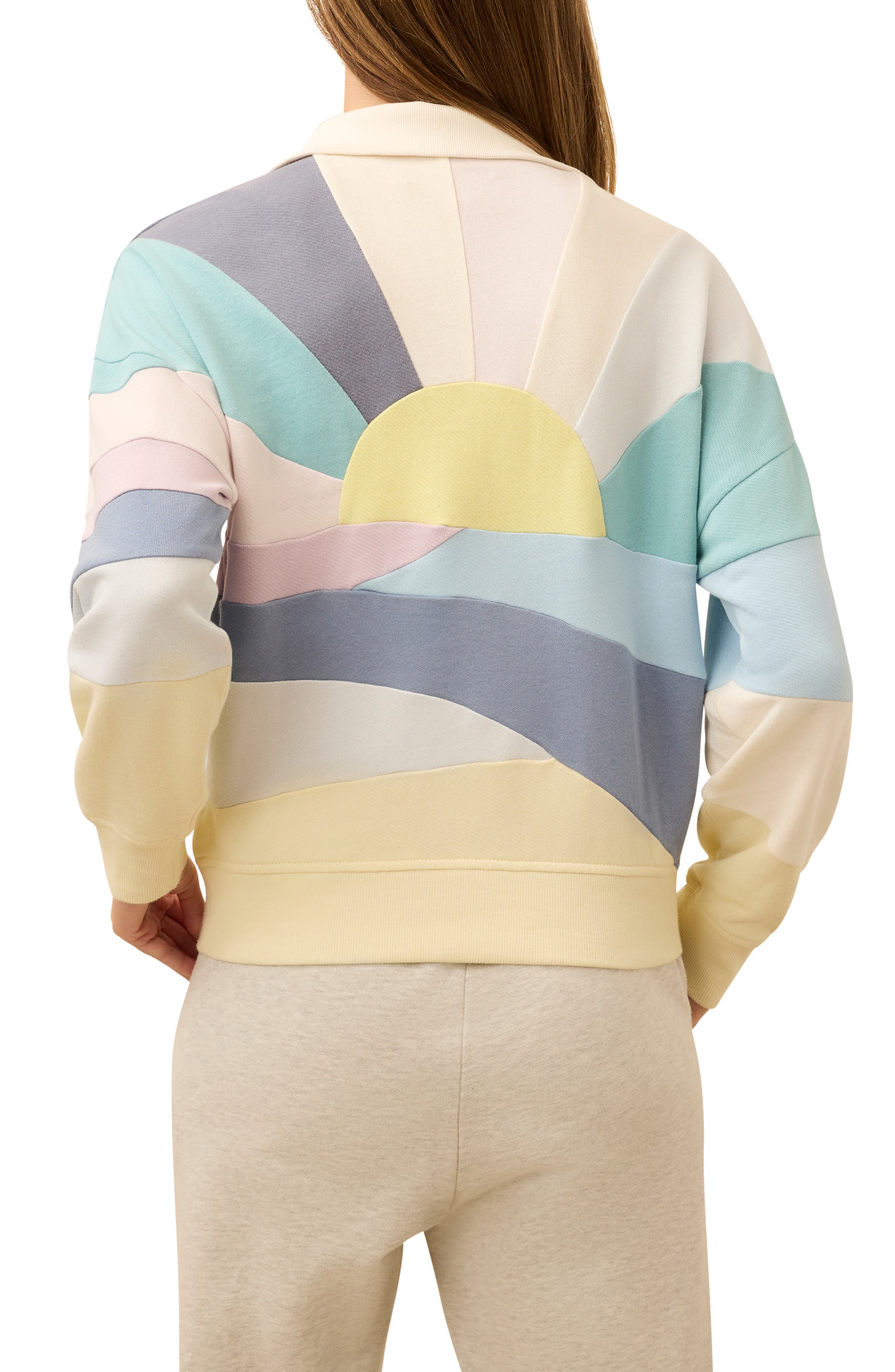 Faherty Soleil Quarter Zip Organic Cotton Terry Sweatshirt (Women