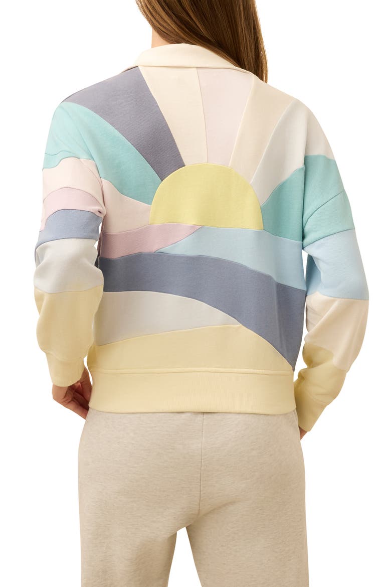 Soleil Quarter Zip Organic Cotton Terry Sweatshirt, Alternate, color, FADED TIDE SOLEIL