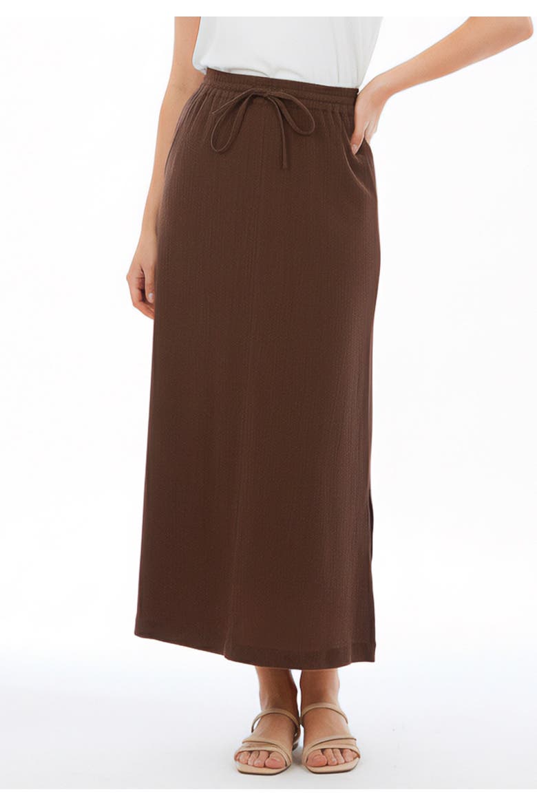 Cotton Gauze A Line Midi Skirt, Alternate, color, RICH BROWN