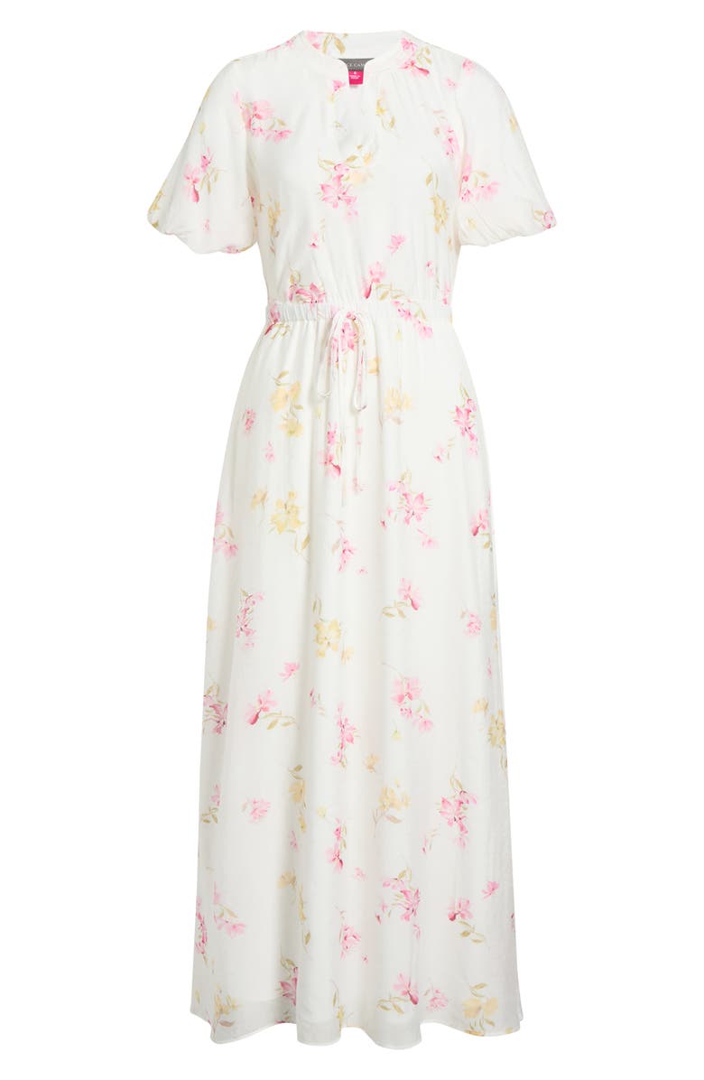 Vince Camuto Floral Split Neck Maxi Dress, Main, color, Lemon Cream