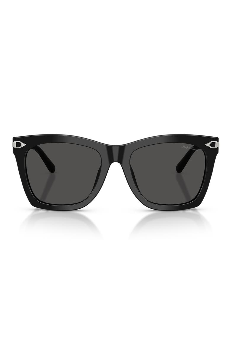 54mm Square Sunglasses, Main, color, SHINY BLACK / DARK GREY