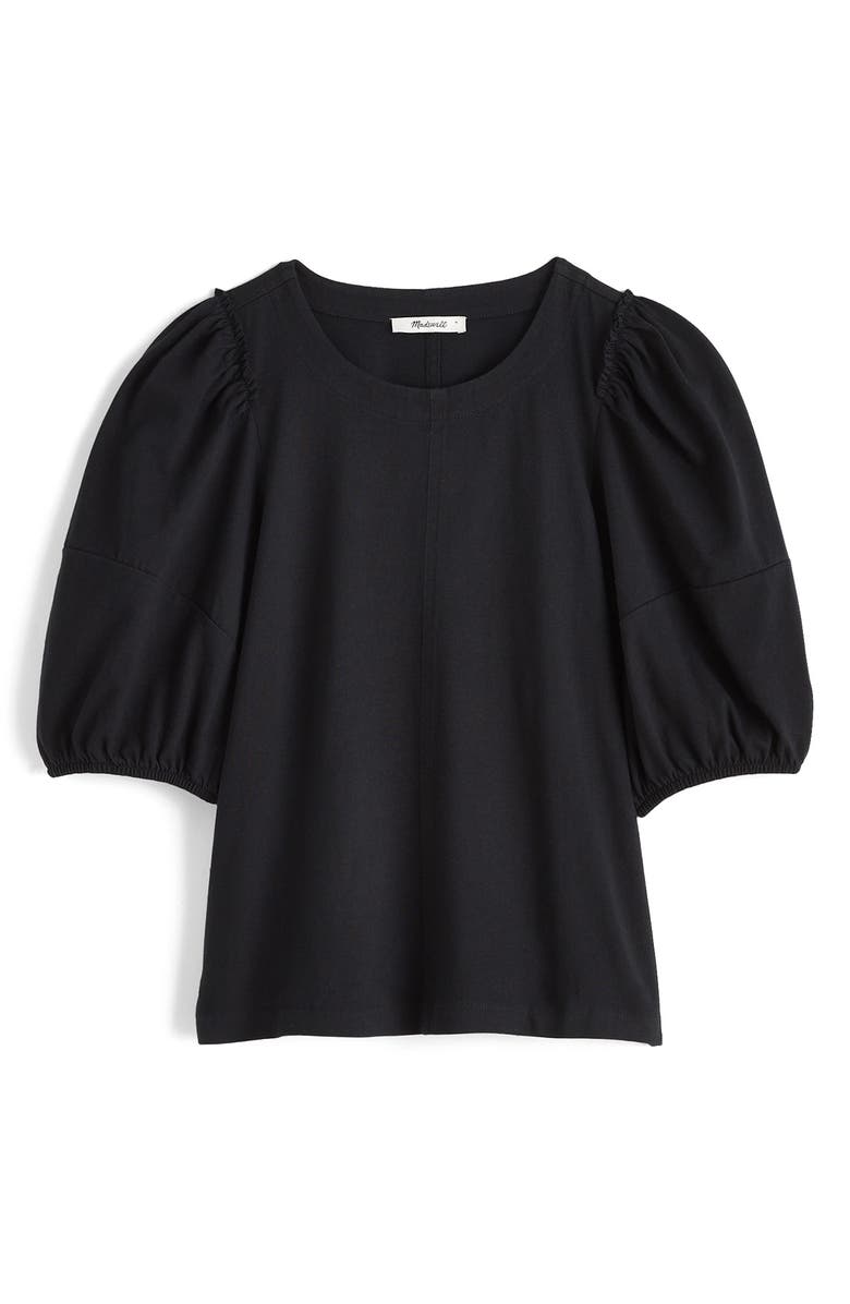 Madewell Puff Sleeve Cotton T-Shirt, Main, color, Jet Black