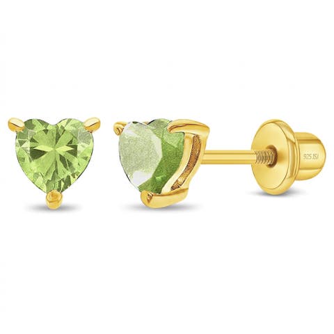 Cubic Zirconia Birthstone Plated Solitaire Earrings