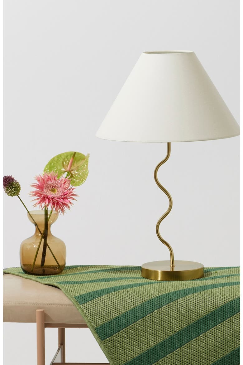 Squiggle 22" LED Table Lamp with Twisting Base and Ivory Empire Shade, Alternate, color, Antique Brass