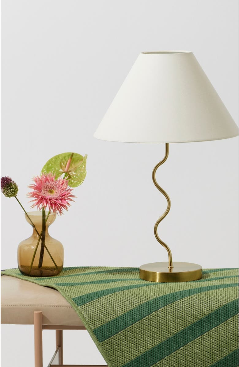 Brightech Squiggle 22" LED Table Lamp with Twisting Base and Ivory Empire Shade, Alternate, color, Antique Brass