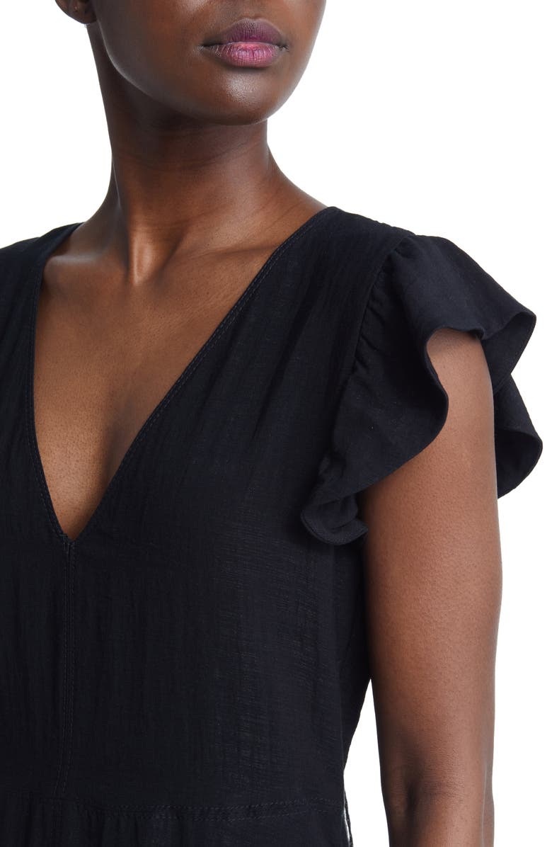 Treasure & Bond Flutter Sleeve V-Neck Midi Dress, Alternate, color, 