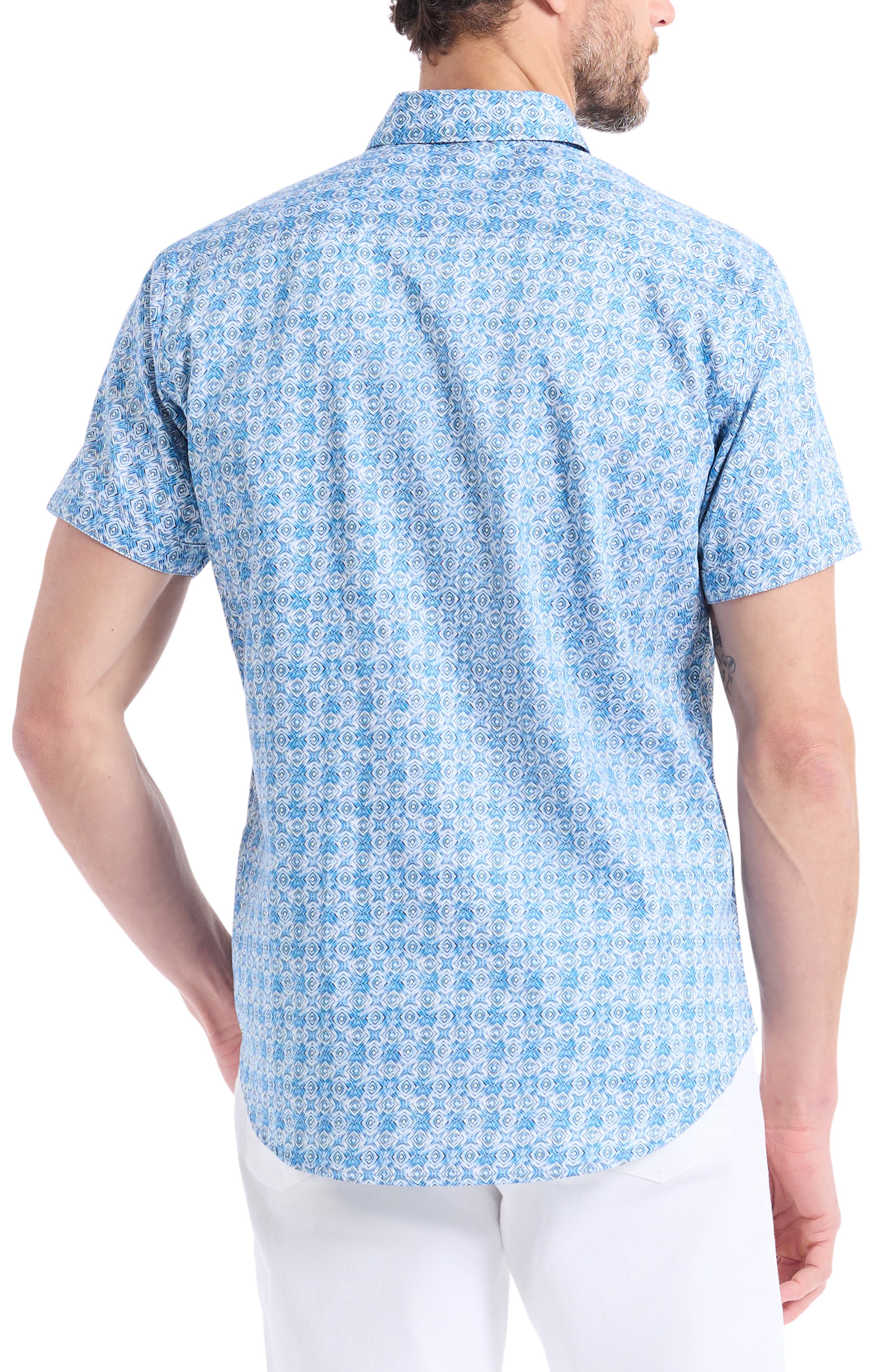 Geometric Print Short Sleeve Button-Up Shirt - image 2
