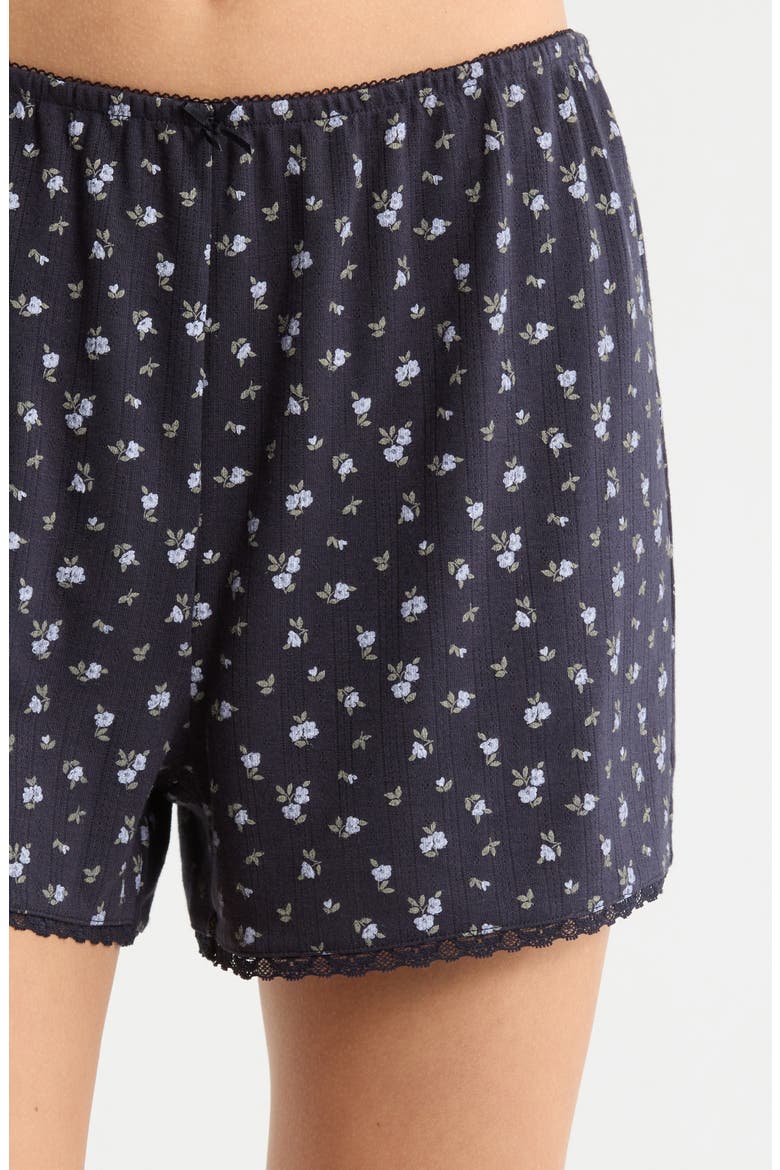 Print Pointelle Knit Short Pajamas, Alternate, color, UTILITY BLUE