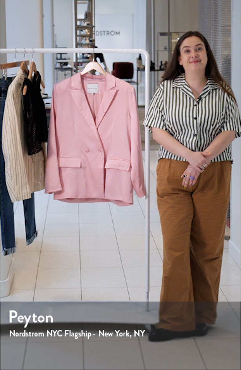 Drapey Double Breasted Satin Blazer, sales video thumbnail