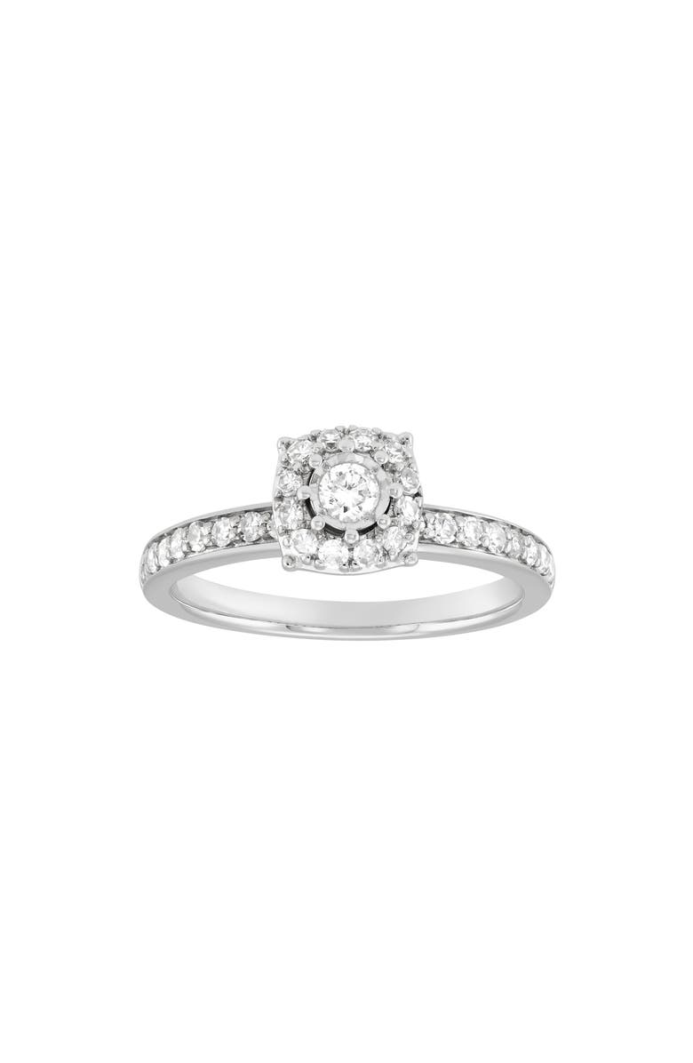 Frankie & Zoe Diamond Halo Ring, Alternate, color, White Gold