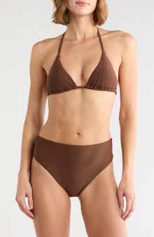 Triangle Bikini Top & High Waist Bottoms Set