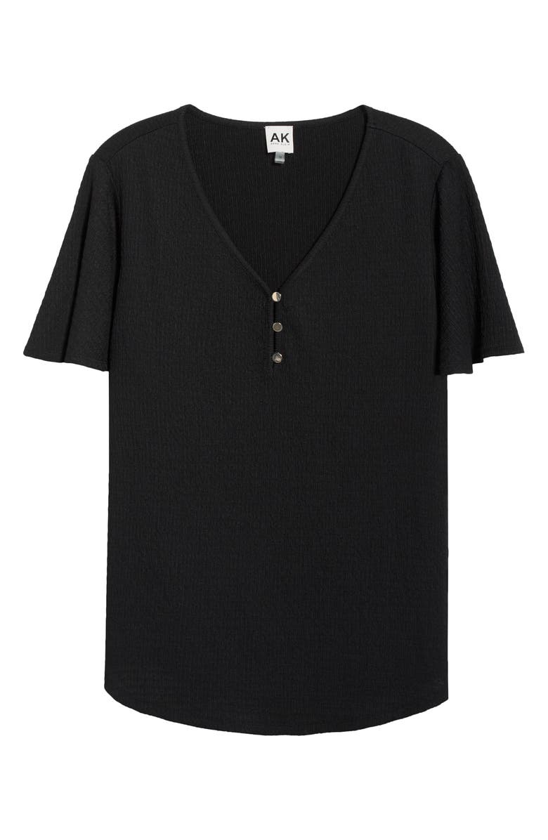 AK ANNE KLEIN Flutter Sleeve V-Neck T-Shirt, Main, color, Anne Black