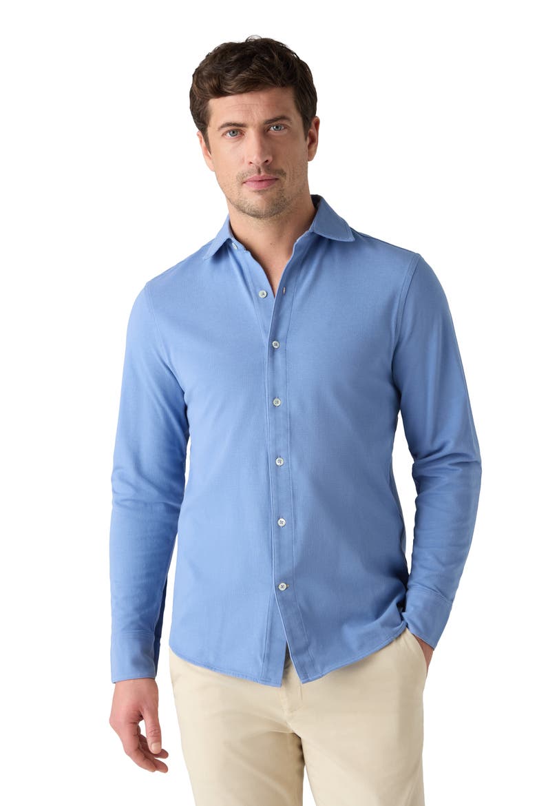 Foster Long Sleeve Pique Knit Shirt, Alternate, color, Classic Legacy Blue