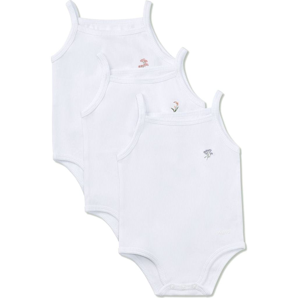 Minimoi 3 Pair Floral Embroidered Bodysuits In Multi