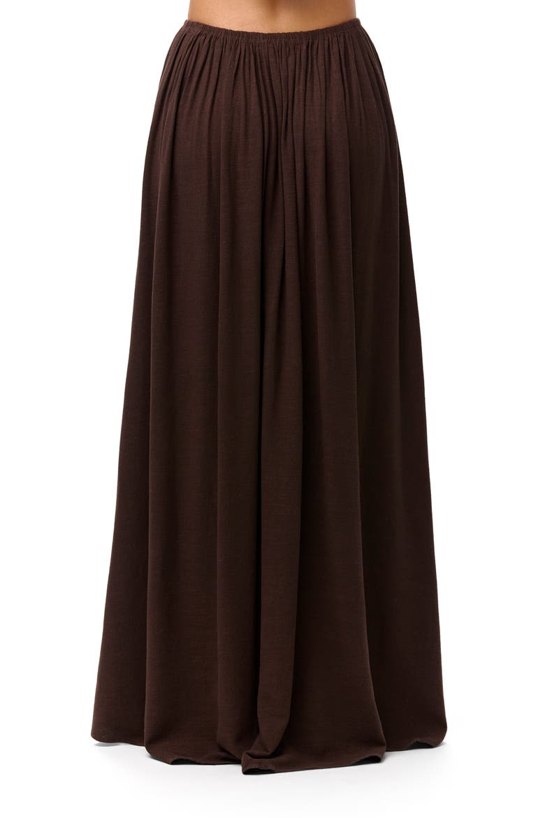 Gathered Side Slit Maxi Skirt, Alternate, color, DARK CHOCOLATE