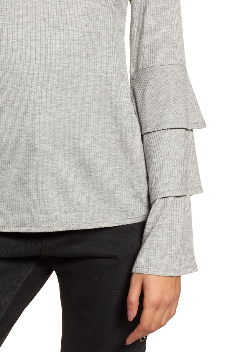 BP. Ruffle Sleeve Ribbed Sweater, Alternate, color, 