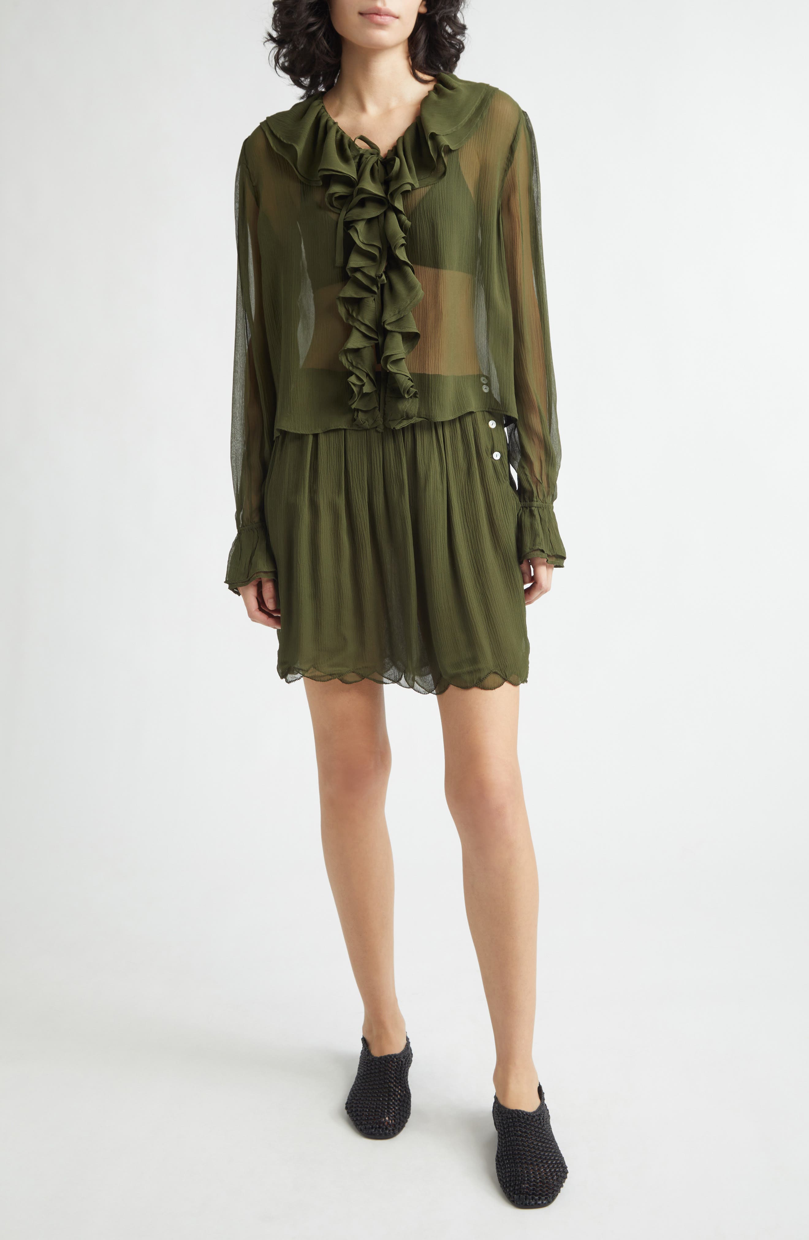 Flounce Ruffle Silk Top - image 2