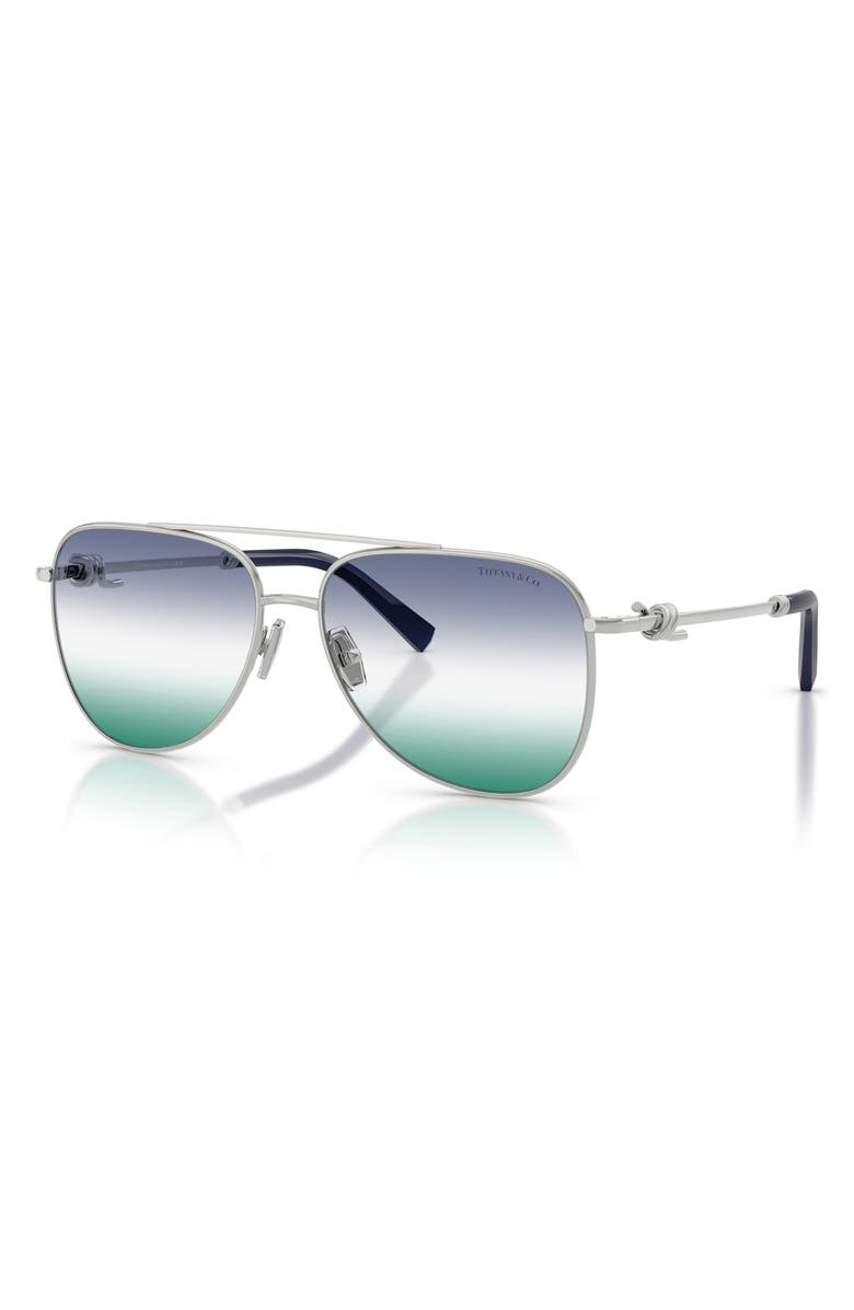 Tiffany & Co. 59mm Pilot Sunglasses, Alternate, color, Silver / Gradient Green Blue