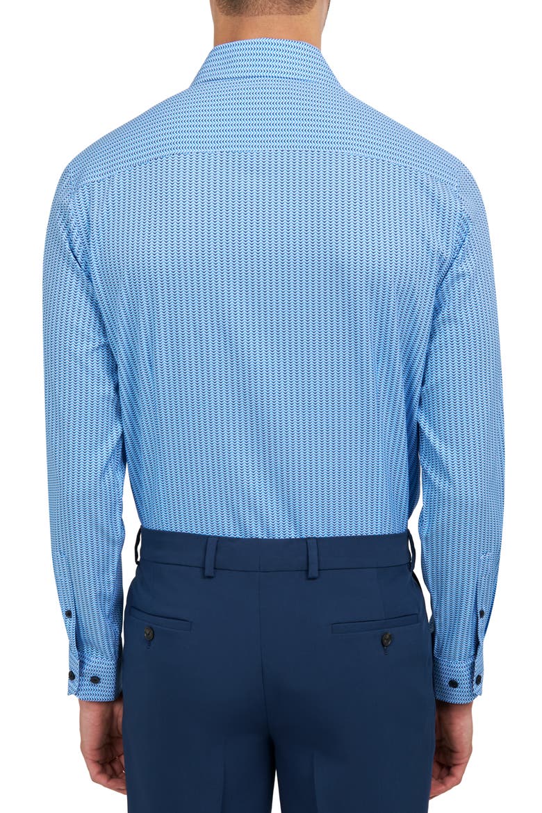 Zig Zag Print Stretch Performance Dress Shirt, Alternate, color, BLUE