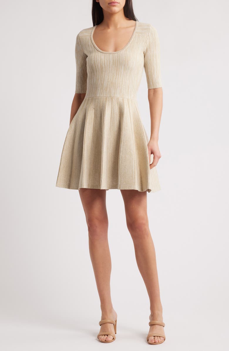 BOSS Frankina Rib Fit & Flare Dress, Main, color, 